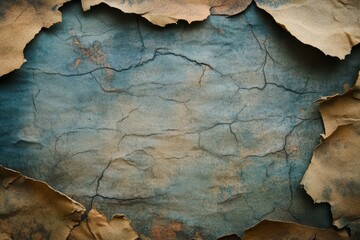 Naklejka premium Cracked and Faded Blue Paper with Torn Edges