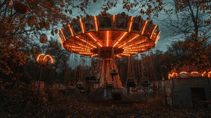 Abandoned Carousel in the Woods.
