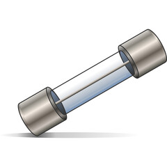A glass cartridge fuse. A type of fuse commonly used in electrical circuits for overcurrent protection. Vector color illustration.