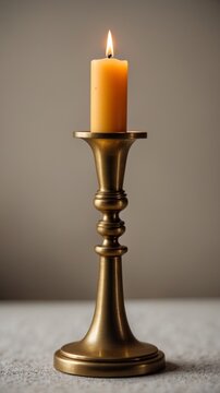 Vintage brass candlestick covered with wax cut out.