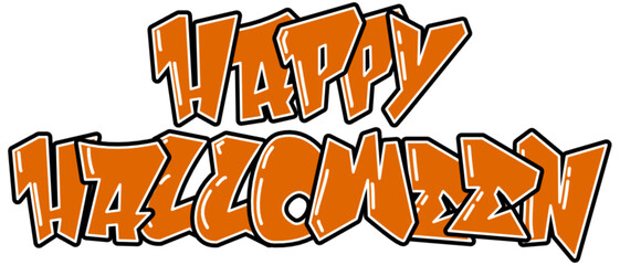 Happy Halloween - Graffiti Styled Street Art Cool Font, Fully editable. Color: red, orang, Yellow, black
