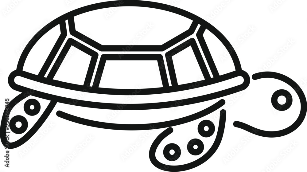 Poster simple line drawing of a turtle walking slowly to the right of the frame
