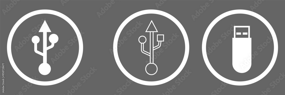 Poster usb icon set vector. flash disk sign and symbol. flash drive sign.