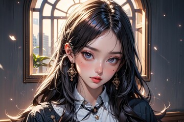 anime style girl, female model