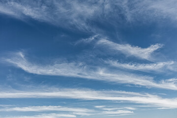 A clear blue sky with beautiful clouds.