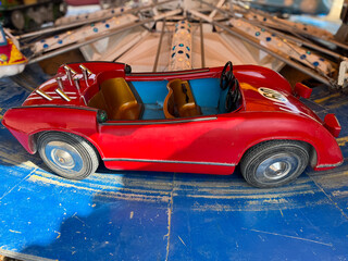 Sideview of vintage sports car model, carousel 1900 © Teymour