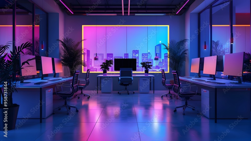 Poster sleek and intelligent workspace with personalized productivity tools