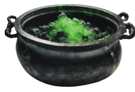 Toxic witch cauldron isolated on transparent background