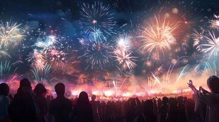 fireworks background at night party, new year's eve party