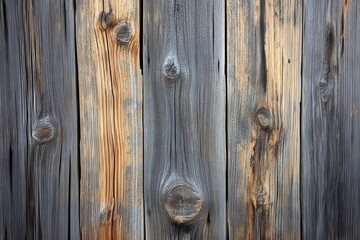 Weathered Wooden Planks with Knots and Grain