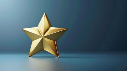 A shiny gold star on a dark background.