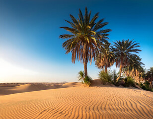  Tropical Oasis with Palm Trees on Sandy Dune, Isolated- A serene tropical oasis featuring l_1(251)