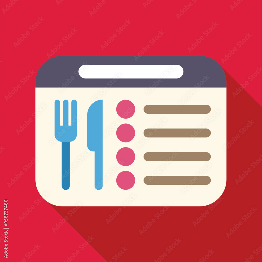 Poster simple icon of a restaurant menu displaying food choices with a fork and knife icon