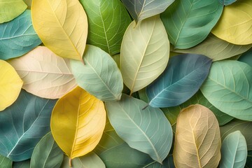 Close-up of Multicolored Leaves with Delicate Veins