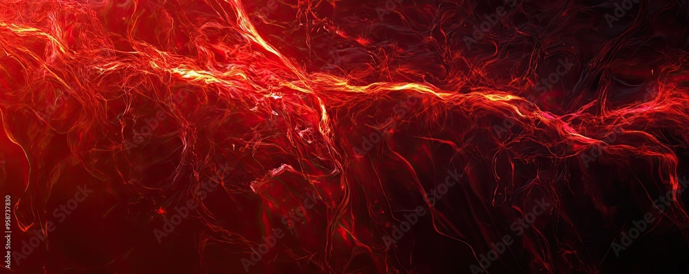 Poster A captivating abstract design showcasing vibrant red swirls and patterns, perfect for backgrounds and artistic projects.