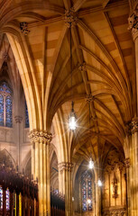 St. Patricks cathedral New York interior columns statues lighting