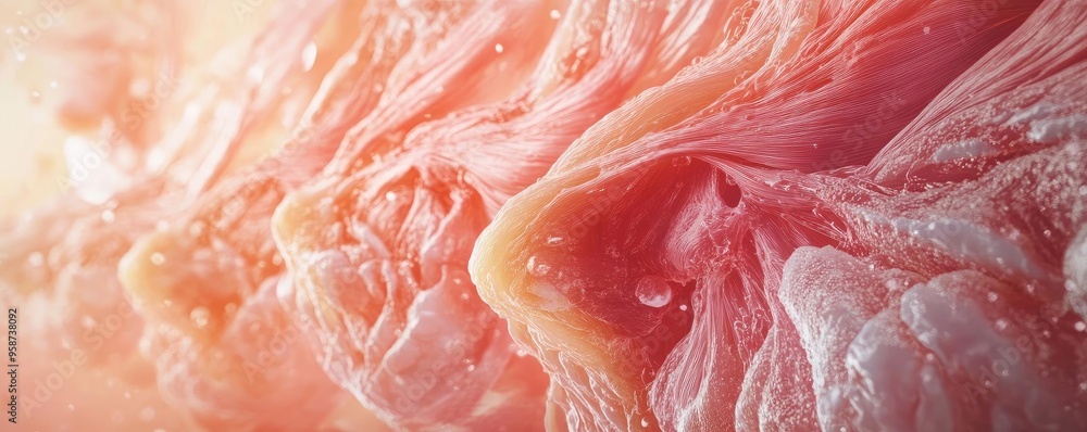 Poster abstract close-up of soft textures in vibrant peach and pink hues, evoking emotions of tranquility a