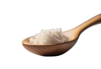 Wooden spoon with salt isolated on transparent background