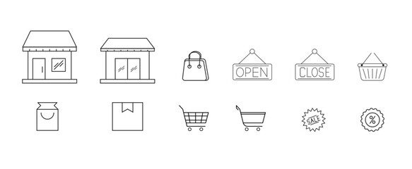 market icon set for app, web, website icon collection.