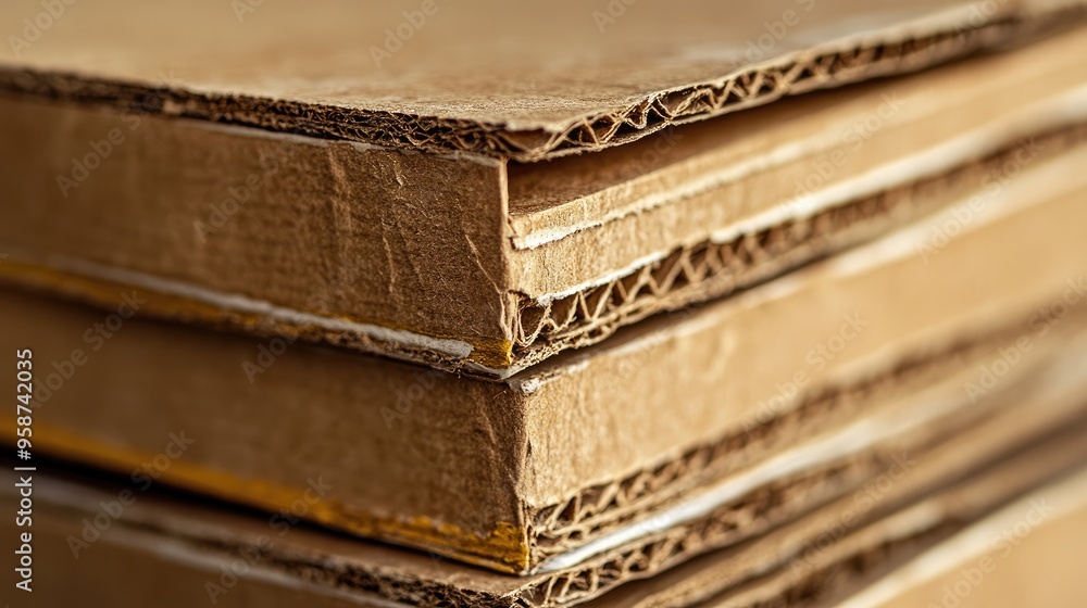Poster close-up of a cardboard box corner with visible corrugation and texture, focusing on material detail