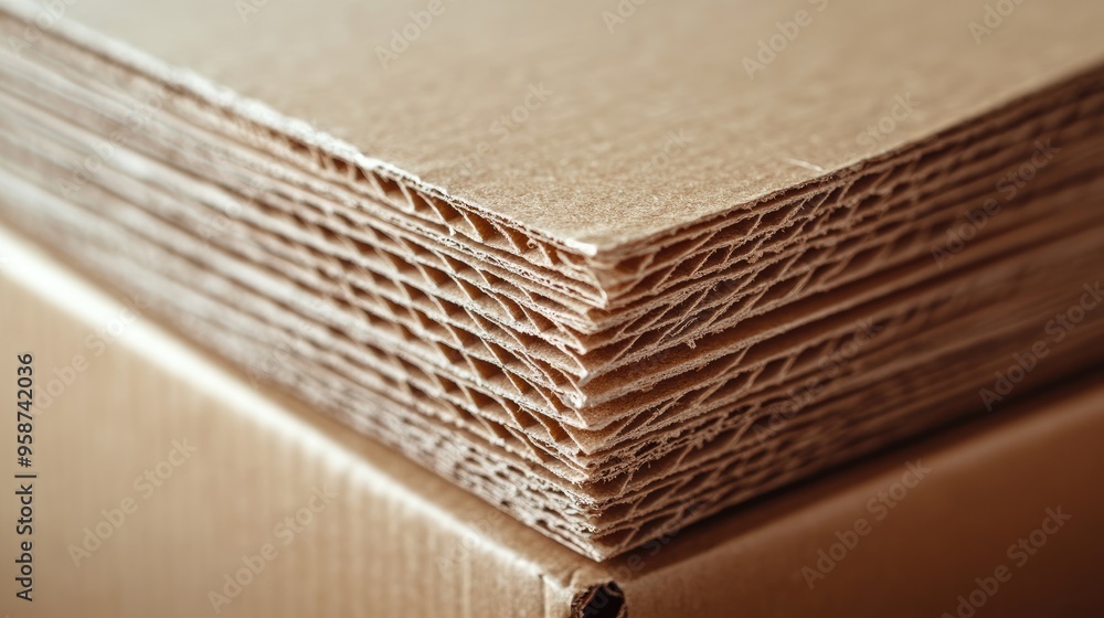 Poster close-up of a cardboard box corner with visible corrugation and texture, focusing on material detail