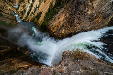Grand Canyon of the Yellowstone National Park viewing upper and lower waterfalls from various...