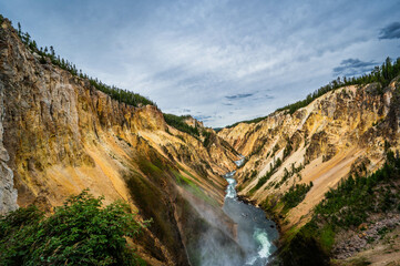 Grand Canyon of the Yellowstone National Park viewing upper and lower waterfalls from various locations including artist and inspiration points