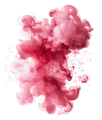 Colorful red ink swirling in water creating clouds, cut out - stock png.