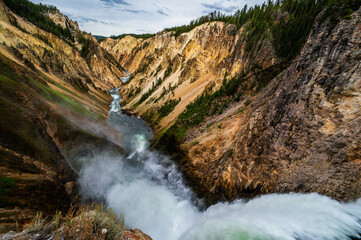 Grand Canyon of the Yellowstone National Park viewing upper and lower waterfalls from various locations including artist and inspiration points