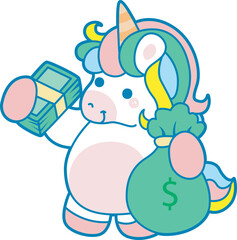 Illustration of cute unicorn activities icon.
Funny rainbow unicorn daily routine stickers.