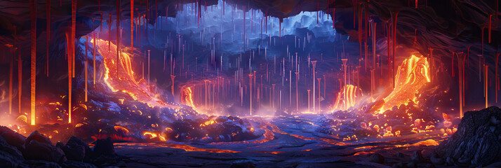 The Volcanic Vault: An ancient lava tube, lit by flickering stalactites.