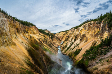 Grand Canyon of the Yellowstone National Park viewing upper and lower waterfalls from various locations including artist and inspiration points