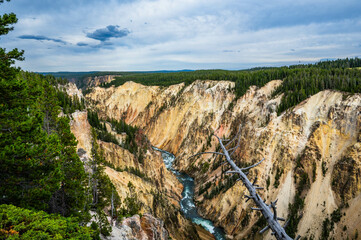 Grand Canyon of the Yellowstone National Park viewing upper and lower waterfalls from various locations including artist and inspiration points