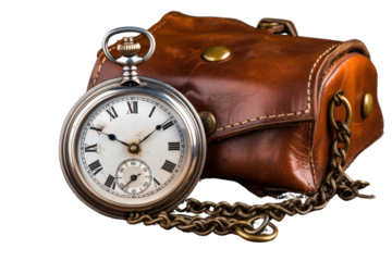 An old-fashioned pocket watch isolated on white background