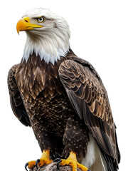 Fototapeta premium Majestic bald eagle perched on a rocky outcrop, cut out - stock png.