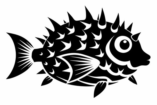 recommend clip art: Porcupinefish silhouette vector illustration 
                    
