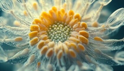 Dandelion flower macro photo closeup foliage petal nature background