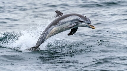 Obraz premium Humpback whale breaches the ocean, its massive tail splashing water as it returns to the deep