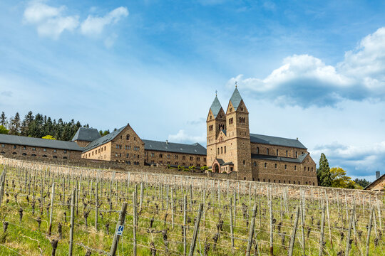 benedictine cloister and abbey St. Hildegart in the Rheingau surrounded by Riesling vineyards, near R&uuml;desheim,
