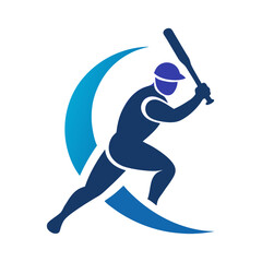 Batsman with bat icon. Vector illustration 