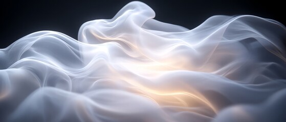 Obraz premium Soft and ethereal waves of translucent smoke flow gently, creating a tranquil and mystical atmosphere with subtle glowing highlights.