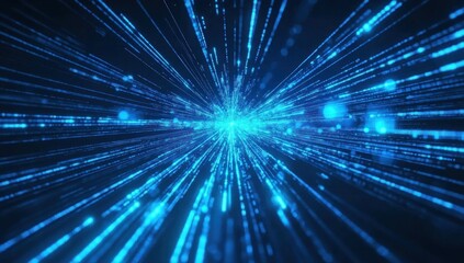 Obraz premium Abstract Blue Light Lines and Bokeh Effect