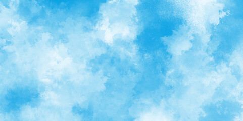 Natural Blue sky watercolor background texture for cover design, Grunge abstract cloudy blue smog texture art design, blue watercolor painting textured cloudy blue sky background.