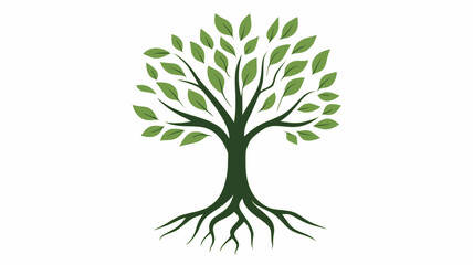 Fototapeta premium Modern, minimalist logo featuring a stylized tree with strong, rooted branches