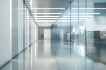 Fototapeta premium Modern Office Hallway with Glass Walls