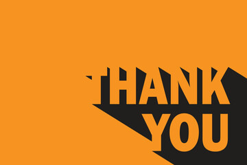 "Thank You" lettering in vibrant orange, set against an orange background with subtle shadowing.