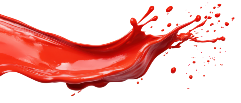Red paint splash isolate on transparent background, cutout, png