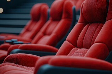 Obraz premium Red Leather Seats in a Row
