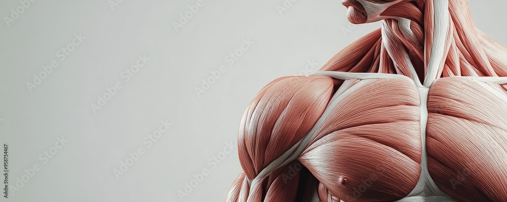 Aufkleber detailed view of human muscle anatomy showcasing the structure and intricacies of the shoulder and c