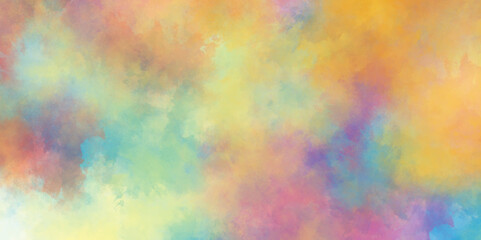 Colorful and acrylic Rainbow color watercolor grunge texture background, pastel watercolor paper textured illustration with splashes, Creative paint gradients multicolor watercolor background.